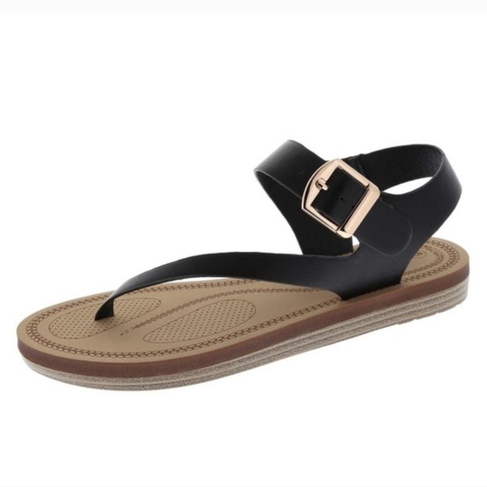 Black Women's Sandals with Buckle Size 7
